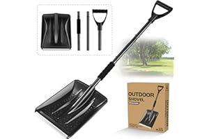 SHOWVIGOR Pala Nieve, Carretilla Elevadora de Nieve de 108 cm, Diseño Desmontable de 4 Piezas, Pala de Nieve Ajustable Portátil Ligera, Gran Capacidad, Camping y Actividades al Aire Libre (Negro)