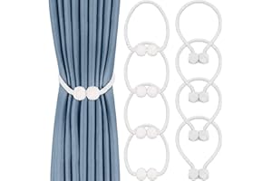 Lyspace 8 Pack Magnetic Curtain Tiebacks,Convenient Drape Tie Backs Decorative Curtain Holdbacks Holder Curtain Tiebacks for Window Draperies, No Tools Required-Pearl Shape