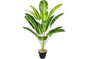 Zelihrdu Grande Plantas Artificiales Decorativas Tropic Árbol Artificial para Interior Exterior Hogar Baño Oficina Jardín Boda Realista Planta Falsa Decoración Leaves (80cm Ave del Paraíso Amarilla)