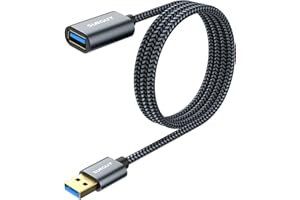 SUNGUY Kabel przedłużający USB 3.0 1 m 5 GB/s, przedłużacz USB męski do żeńskiego, niezwykle szybki przedłużacz do czytnika kart, klawiatury, drukarki, skanera, aparatu. Szary.