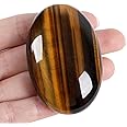 XIANNVXI 2.4" Large Tigers Eye Crystal Tigers Eye Stone Polished Palm Healing Gemstone 0.7" Thick Pocket Worry Stone Crystal for Reiki Stress Relief Balancing Meditation Accessories