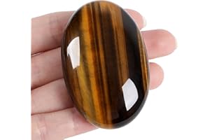 XIANNVXI 2.4" Large Tigers Eye Crystal Tigers Eye Stone Polished Palm Healing Gemstone 0.7" Thick Pocket Worry Stone Tigers Eye Crystal for Reiki Meditation 1 Piece