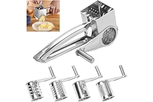 QUVBKZ Grattugia Rotativa per Parmigiano Reggiano, Microplane, in Acciaio Inossidabile, Tagliaverdure, Grattugia Elettrica per Formaggio Professionale (Argento)