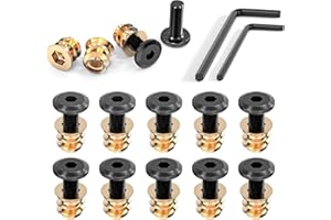 Wavanta 10Pcs M6 x 16mm Furniture Screw Nut Threaded Wood Inserts Bolt Fastener Connector Hex Socket Drive M6 x 10mm Screw-in Nuts with Wrenches