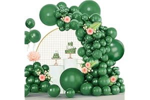LUOBITO Dark Green Balloons 120pcs Green Balloon Arch Kit, 18 12 10 5 Inch Emerald Green Party Balloon Garland for Birthday Graduation Baby Shower Wedding Holiday Party Decoration