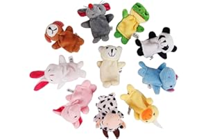 Gruvox 10 Pcs Animal Finger Puppets for Toddlers - Mini Hands Novelty Gifts, Christmas Doll Props, Hand Puppets Party Favors for Shows