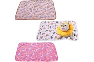 FCSNJH 3 alfombrillas para mascotas, manta para gatos, mantas para gatos y perros, bonita manta con huella de pata, para gatos y perros, tamaño pequeño, mediano, grande, mascota, perro, gato, manta cálida