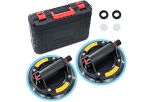 JUYLTOOL 2 Pack 8'' Glass Suckers Lifters,Heavy Duty Glass Suction Cups With Plastic Box,Powerful Industrial Vacuum Tile Suction Lifter for Granite/Tile/Window,Glass Suckers Lifters 200KG/440lbs