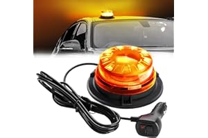 NHHEO 24LED Amber Flashing Beacon Warning Strobe Light 7 Flash Modes Super Bright 12-30V Emergency Lights Waterproof with Magnetic Base Police Light for Car Truck Vehicle