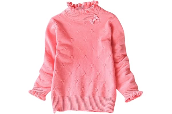 De feuilles Pull en Tricot Bébé Fille en Manches à Fleur Col Rond Haut Top Chandail Doux et Souple Hiver