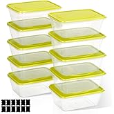Cozary 10pcs Reusable Rectangular Tapers with Lid, Airtight, Microwave, Refrigerator, BPA Free, 520 ml