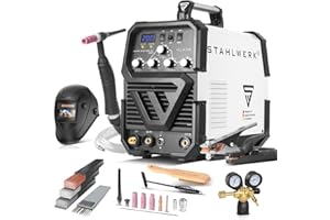 STAHLWERK Poste à souder 2 en 1 combiné AC/DC TIG 200 ST - équipement complet - TIG & MMA, 200 A, onduleur IGBT, allumage HF, refroidissement intelligent, idéal pour l'aluminium & l'acier