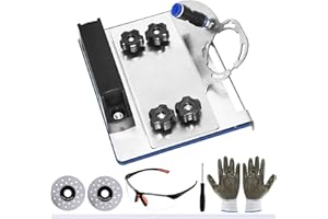 LOOHAOC Support pour Meuleuse d'angle,Machine de Coupe Carrelage 45 Degré, Compatible avec Meuleuse d'angle Type 100,avec Tournevis,Disque de Ponçage,Lunettes Anti-Poussière et Gants de Travail