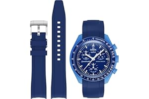 EverAct Straps for Moonswatch Watch,Curved No Gap Rubber Strap Compatible with Omega X Swatch Moonswatch Speedmaster 20mm Watch,Swatch Omega Moonswatch Speedmaster Watch Replacement Band Men Women