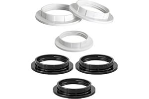 CRLLDPM Pack of 6 E27 Plastic Screw Ring, E27 Screw Ring for Lamp Holder, Heat Resistant Thread Ring for Lampshade, for Lampshade or Glass Elements (White and Black, 40 mm)