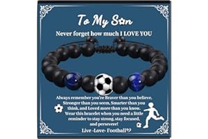 VU100 Football Son Bracelet for Boys - Tiger Eye Birthday & Graduation Gift (Blue/Brown)