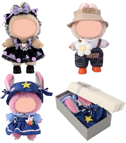 Lot 2 Tenues De Poupée Labubu 17 Cm – Robe + Chapeau + Accessoire – Fait Main – Cadeau Collectionneur