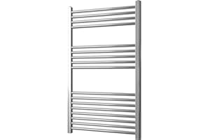 Greened House Chrome Straight Heated Towel Rail 600mm wide x 1000mm high Flat Central Heating Towel Radiator