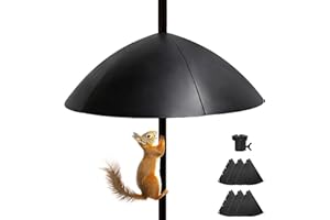 LYFETC 46cm Upgraded Squirrel Baffle,Dome Squirrel Proof For 2cm-2.4cm Bird Feeder Pole,Snap-On Design Rat Proof Guard Baffle,Weather Resistant,Black