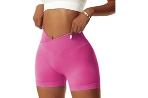 Litthing Pantaloncini da Ginnastica Donna Crossover Yoga Brevi Allenamento Palestra Fitness Sport Short per Donne Scrunch Pancia Controllo Butt Elastici Push Up Corsa