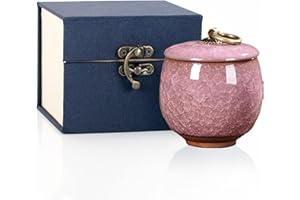 LYLQMY Small Urns for Human Ashes,Ceramic Memorial Mini Ashes Urns,Hold 5.5 Cubic Inches of Ashes,For Human Or Pet Ashes,Beautiful Mini Sharing Funeral Urns with Exquisite Box (violet)