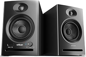 Ortizan Studio Monitors, Bookshelf Speakers 2.0 Active Near Field Monitors 80W, Active Monitor Speakers Bluetooth 5.3, Wooden Enclosure Versatile Connectivity for Recording Multimedia