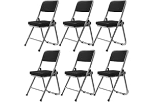 Chleby 6 Set Klappstuhl Besucherstuhl Klappstuhl mit Lederbezug Klappbare Esszimmerstühle sind geeignet für Küche, drinnen, draußen, Konferenzraum Schwarz