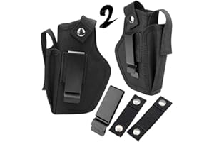 PAGAMADU 2u Fundas de Armas de Caza, Cinturon tactico, Funda Oculta al Aire Libre, Funda Universal para Pistolas de IWB OWB con Ranura para Cargador y Clip de Metal Intercambiable para Mano Derecha/Izquierda