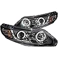 AnzoUSA 121454 Black/Clear/Amber Halogen Projector Headlight for Honda Civic