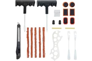 Vappore Kit Antipinchazos Coche/Kit Repara Pinchazos Coche,Moto,Quad y Bicicleta/para Todo Tipo de Neumaticos/Repara Pinchazos Coche 22pcs,5 Mechas,Cuchilla y Kit Pinchazos Bicicleta(Estuche 22pcs)