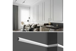 CREATE LUXURY GRAND DECOR Cornici boiserie per parete, 12 metri, in duropolimero bianco robusto (meglio del polistirolo e gesso), da applicare a muro, 12 pezzi da 1 metro (HCR516 (cornici 12pz))