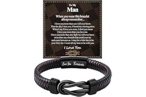 BOCHOI Bracelet for Men - To My New Dad/Husband/Son/Granddad/Boyfriend/Brother, Braided Leather Father's Day Christmas Birthday Gifts for Dad/Man