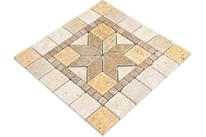 CONWIRE Naturstein Mosaik Einleger Fliese Travertin beige gelb walnuss für WANDDEKO BAD WC KÜCHENDEKO