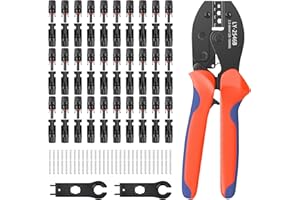 DERUXI Solar Crimping Tools Kit, Solar Crimping Tool Set for 2.5/4.0/6.0mm²+ 30 Pairs Male/Female Connectors + 2pcs Spanner Wrench + 1pcs Crimper Plier, 123pcs Solar Panel Wiring Kits