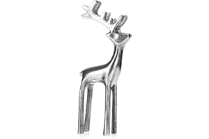 ‎COM-FOUR com-four® Rentier-Skulptur- Dekofigur aus Aluminium - weihnachtliches und Elegantes Wohnaccessoire - Metall-Austeller für die Winterzeit (01 Stück - groß)