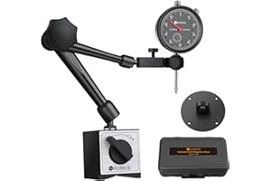 Neoteck Comparateur à Cadran 0–20 mm avec Base Magnétique Support Articulé à 3 Joints 80 kg pour Mesure de Précision Ensemble Professionnel pour Fraiseuse CNC Imprimante 3D Atelier Mécanique - Noir