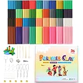 Polymer Clay Set - 36 Colors Oven Dried Polymer Clay | With tools and accessories, foamy moldable for DIY jewelry, figurines