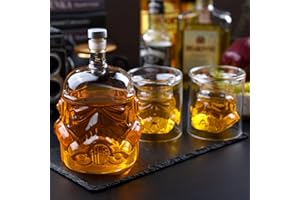BestAlice Decanter per whisky trasparente, 750 ml, set di decanter per whisky con 2 bicchieri, caraffa per whisky in vetro trasparente Carefe Decanter personalizzato regalo per Bourbon Scotch Whisky