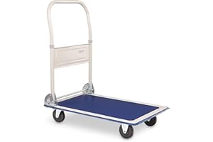 Carro Plataforma Stagecaptain Platformer, plegable, base y bordes con goma, asa plegable 90° para operación a pie, 4 ruedas, capacidad hasta 150 kg, color negro.