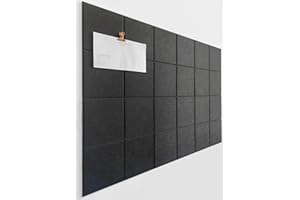 DECORETTA Cork Board Alternative - 6 Pack Felt Wall Tiles with Safe Removable Adhesive Tabs, Cork Boards for Walls Notice Board for Home Office and School Pin Board Tack Board - Black