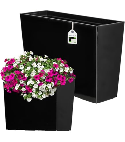 Kreher XL plantenbak Millennium in verschillende formaten en kleuren. Geweldige natuursteen look in bruin, beige, antraciet of grijs! Gemaakt van stevig kunststof! (23 liter (rechthoekig) antraciet