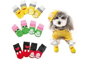 DKDDSSS 12 sztuk skarpet dla psów, antypoślizgowe, ochraniacze łapy zwierząt domowych, antypoślizgowe skarpety dla psów, do użytku wewnątrz na podłodze z twardego drewna, małe, średnie, duże psy, spacery wewnątrz i na zewnątrz