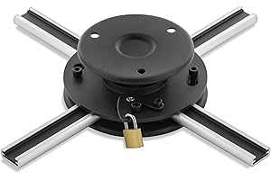 deleyCON Universal Projector Ceiling Mount +/-15° Tilt, 360° Rotation – Up to 20 Kg - Distance from Ceiling: 62 mm – Variable setting – Black