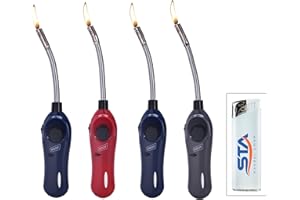 ‎VANORELL 4 x Stabfeuerzeug flexibel Softtouch 24 cm lang Feuerzeuge + 1 gratis Taschenfeuerzeug Feuerzeug XXL befüllt und nachfüllbar Feuerzeuggas (4 x Stabfeuerzeug flexibel)
