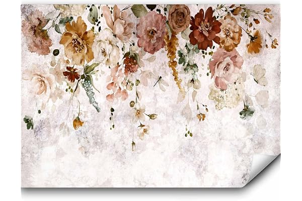 murando - Papier peint panoramique nature 350x256 cm - Revêtement mural décoration pour chambre salon - Design unique et moderne - Beige marron - Fleurs colorées plantes nature b-C-0998-a-a