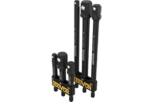 LEXIVON Impact Socket Adapter 3" and 6" Extension bit, (1/4" 1/2" 3/8" Hex Drive) Power Drill Socket Converter for Impact Torque Wrench, Turn Cordless Power Drill Into Nut Driver for Automotive, Tool Kits