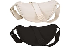 Firtink 2 Pack Crescent Bag for Women Men, Nylon Crescent Bags Dumpling Bag Hobos Crossbody Bags Purse with Adjustable Strap(Beige)