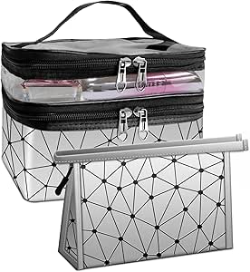 Beauty Case Da Viaggio 3 Pezzi - Borsa Trucchi In PU Impermeabile, Rosa - Foto 5