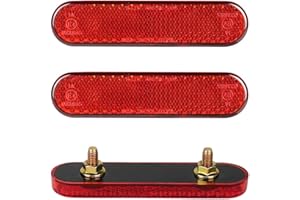 Xynovate 3Piezas Catadioptrico Moto, Catadioptrico Rectangular, Catadioptrico Rojo Rectangular Fijación Tornillo, Reflectores para Remolque Camión Moto Tractor RV Bicicleta
