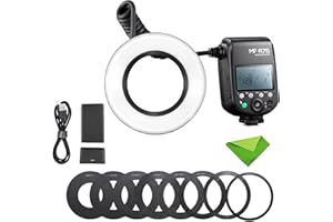 GODOX MF-R76 Anello LED Macro Speedlite 76Ws 660 Tubi Dual-Flash a piena potenza Regolazione della potenza da 1/128 a 1/1 10 livelli di rapporto di potenza per fotocamere DSLR Canon Nikon Sony Fuji